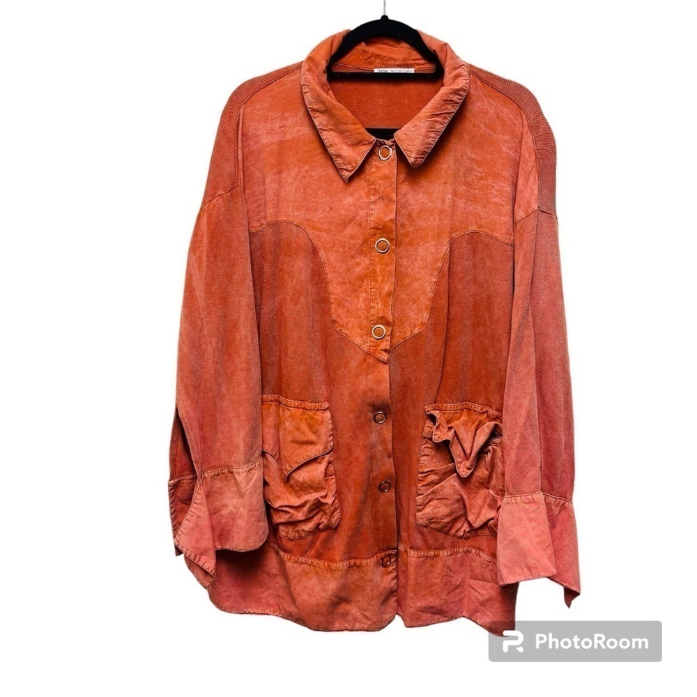 Zara Women's Orange Button Down Shirt